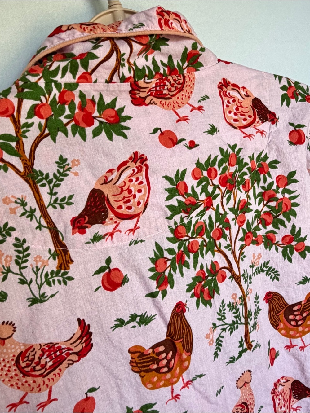 Printfresh Hen House Chicken Orchard Pajama Top Sz M Pink Organic Cotton Cottage - Picture 8 of 16